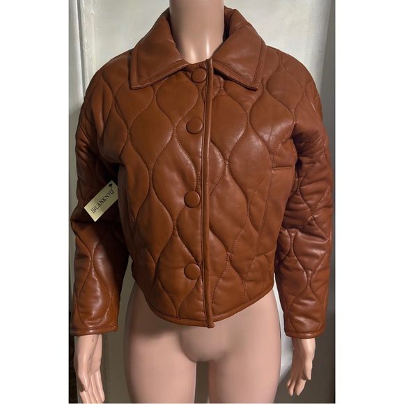 NWT BLANKNYC Faux Leather Quilted Brown Jacket - Picture 2 of 11